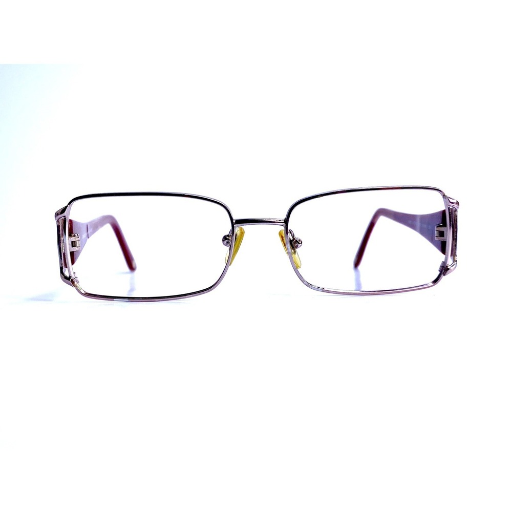 Versace Silver Rectangular Glasses Red Medusa Temples Italy MOD 1142B 51 16 135